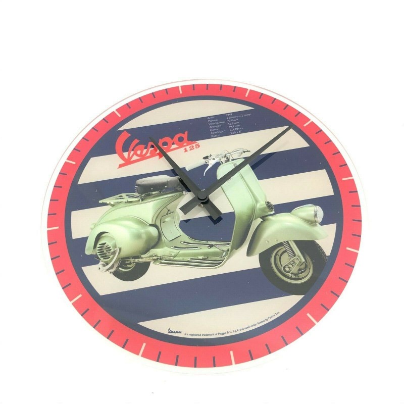 OROLOGIO DA MURO A LANCETTE VESPA 125 1948 PLEXIGLASS ARREDAMENTO PIAGGIO DIAMETRO 32 CM