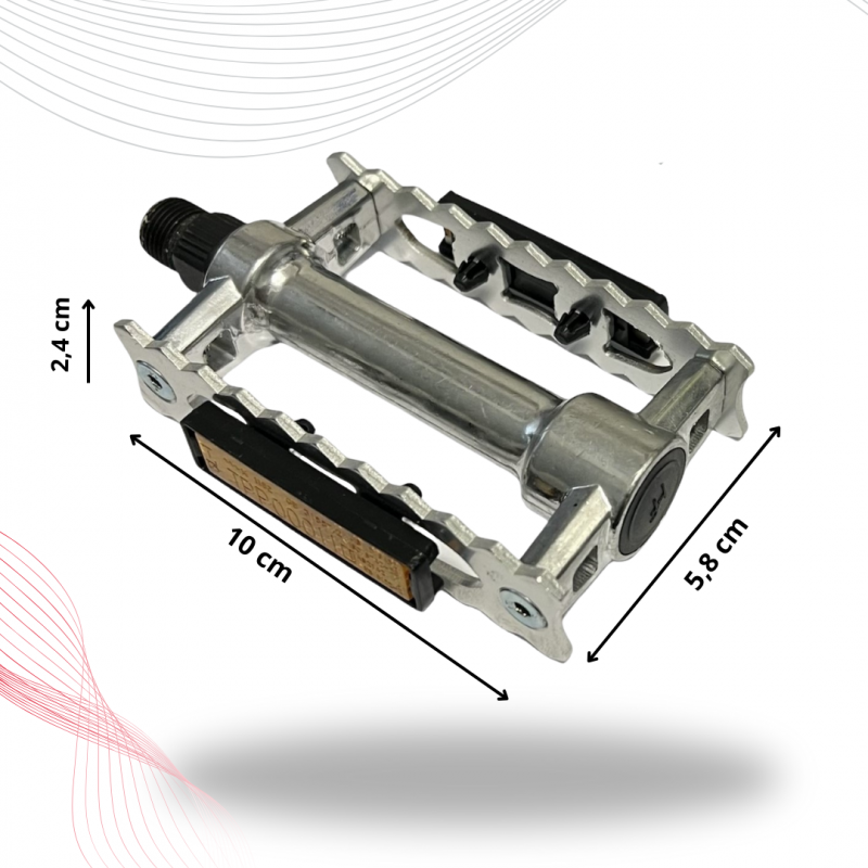 COPPIA PEDALI STILE VINTAGE PER BICI BICICLETTA IN ALLUMINIO ARGENTATO